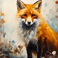 An Abstract Expressionist interpretation  curious journey of a fox through the woods No 2